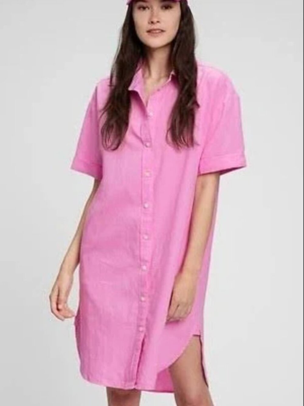 GAP Pink Linen Shirt Dress
